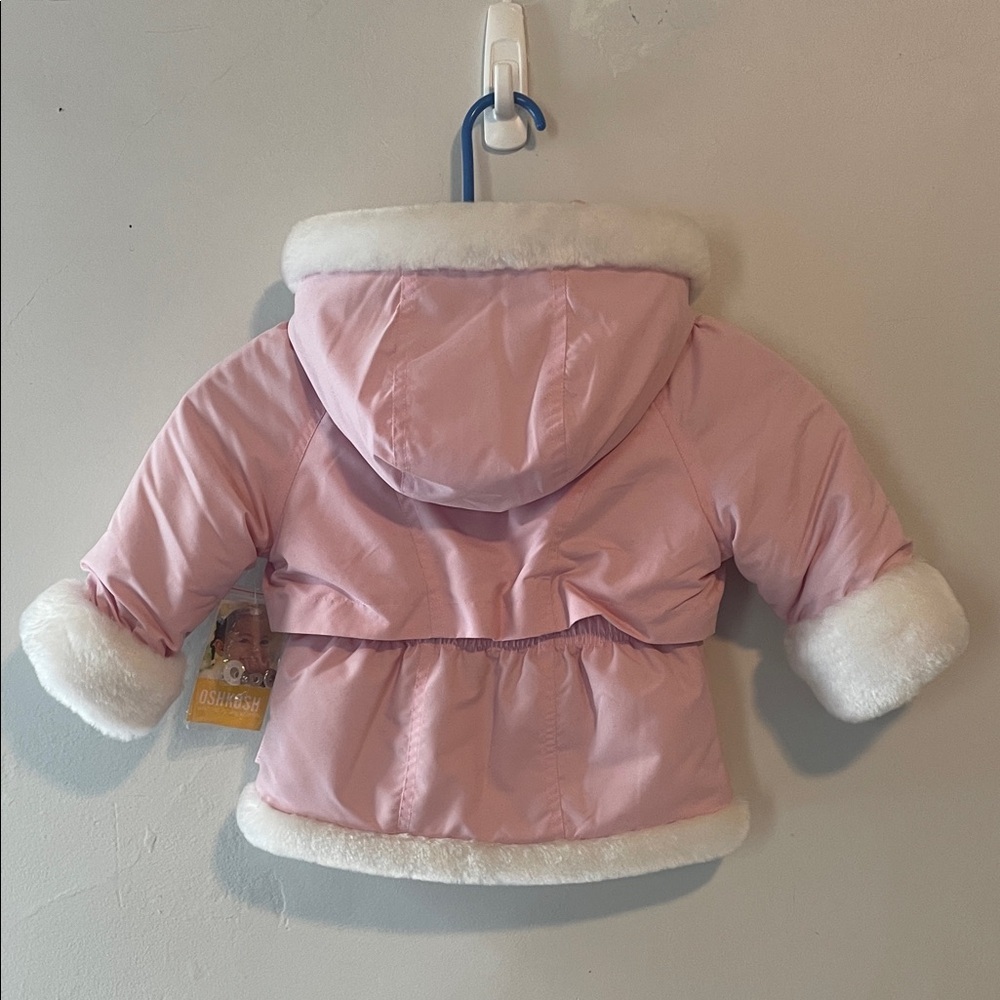 Vintage Oshkosh Pink Winter Jacket with Faux Fur Trim Size 12 Months - Picture 5 of 5